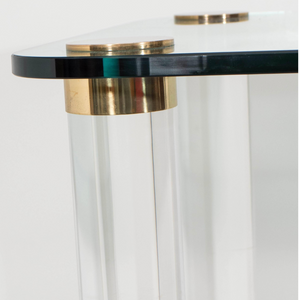 1970's Round Lucite Leg Dining Table with Thick Glass Top