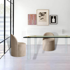 1970's Round Lucite Leg Dining Table with Thick Glass Top