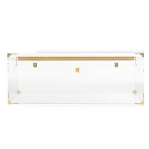 Acrylic Storage Trunk Coffee Table with Brass Metal, Size Options 