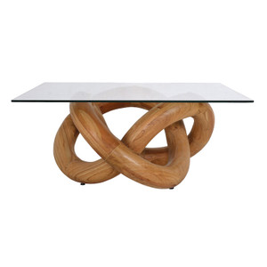 Wood Knot Square Coffee Table with Glass Top (H0075-9444) (view)
