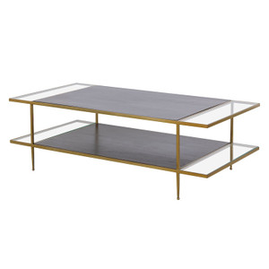 Mid Century Brass and Glass Coffee Table (H0805-9917) 