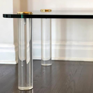 1970's Round Lucite Leg Dining Table with Thick Glass Top