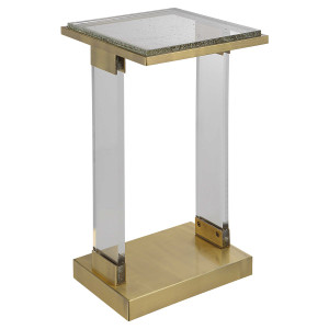 Brass and Lucite Square Drink Table