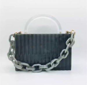 Dark Grey Clutch Purse with Acrylic Chain