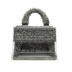 Grey Sparkle Wool Purse with Lucite 