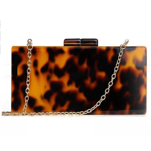 Faux Tortoise Acrylic Clutch Purse