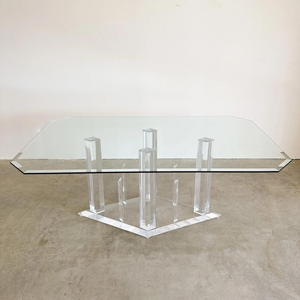 Lucite Column Base Dining Table