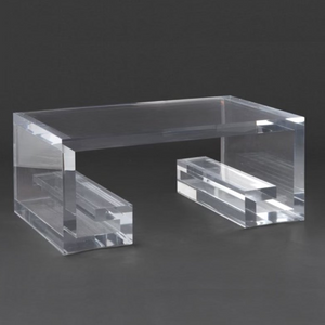 Ultra Thick Lucite Greek Key Coffee Table