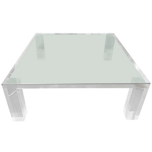clear lucite acrylic large Chunky Leg Square Coffee Table 