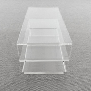 lucite clear acrylic modern Rectangular Box Table with Shelf 