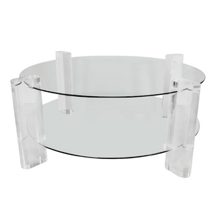 2 tier lucite modern acrylic round coffee table mid century