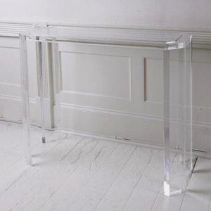 lucite clear acrylic Angled Leg Console table