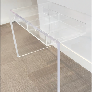 lucite slab modern clear acrylic drawer desk