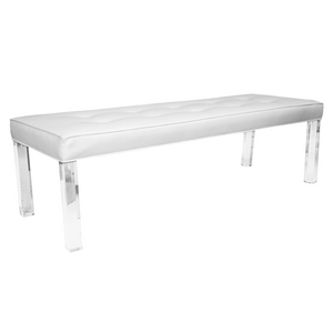 Vegan Tufted Modern Lucite Bench