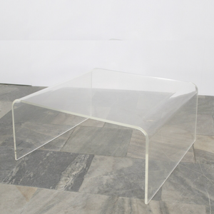 3/4" clear lucite thick waterfall square coffee table classic