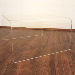 3/4" clear lucite thick waterfall square coffee table classic