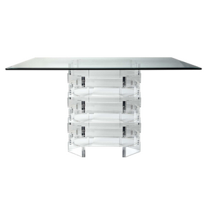 stacked rectangular lucite clear acrylic base dining table