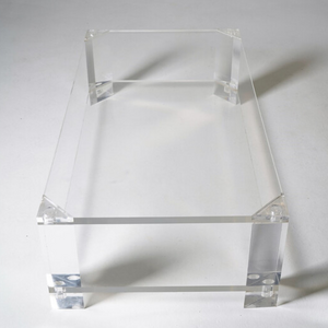 Bi Level All Lucite rectangular storage coffee Table