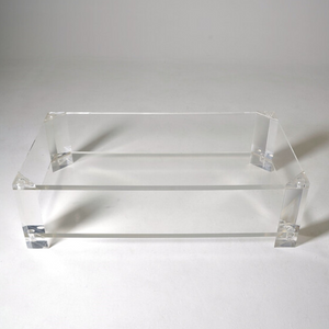 Bi Level All Lucite rectangular storage coffee Table