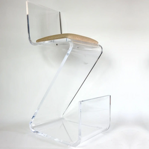 "Z" Hi Back lucite clear acrylic haziza Barstool with Cushion