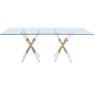 Brass Star Dining Table (917-T) meridian mercury double lucite pedestal 