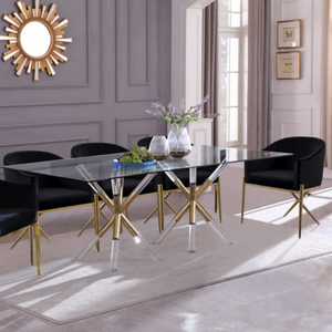 Brass Star Dining Table (917-T) meridian mercury double lucite pedestal 