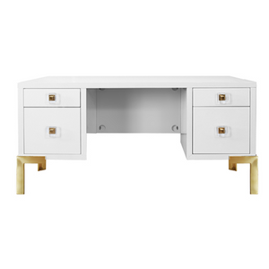 White Lacquer & Brass Storage Desk (COSBY WH)