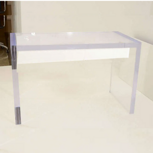 modern thick lucite 2 drawer white writing desk clear acrylic