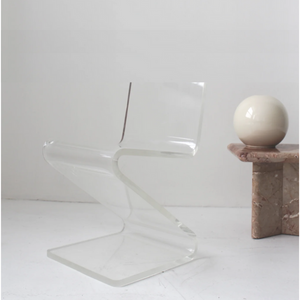 Low Back Lucite clear acrylic "Z" Chair 