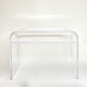 Classic Lucite 1" Thick Waterfall Desk with Storage Shelf