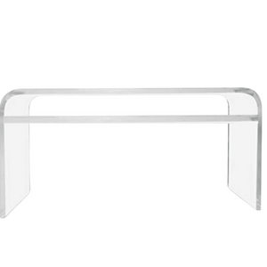 Classic Lucite 1" Thick Waterfall Desk with Storage Shelf