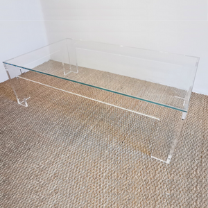 lucite clear acrylic modern parsons table glass top