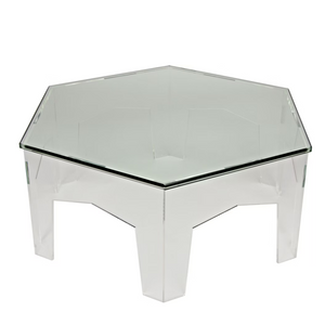 lucite clear acrylic hexagonal moroccan style lucite coffee table