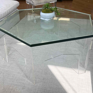 lucite clear acrylic hexagonal moroccan style lucite coffee table
