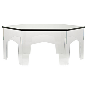 lucite clear acrylic hexagonal moroccan style lucite coffee table