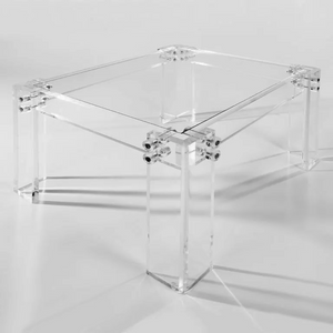 modern industrial bolts lucite clear acrylic square side end table