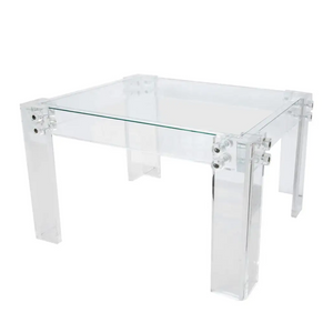 modern industrial bolts lucite clear acrylic square side end table