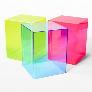 bright color lucite acrylic box cube side end table