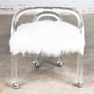 Faux Fur Vanity Chair on Wheels 