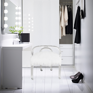 Faux Fur Vanity Chair on Wheels 