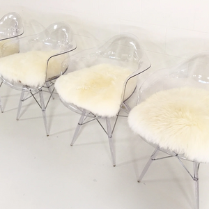 Clear Armchair with Sheepskin