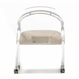 Boucle Lucite Game Chair on Wheels