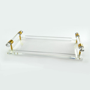 large lucite decorative acrylic clear serving tray with handles tizo