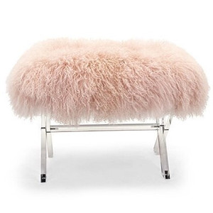 lucite x base pink fluffy stool with clear acrylic legs and pink fur imax camlin