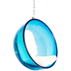 finemod blue hanging acrylic lucite plastic ball bubble balloon chair chrome chain