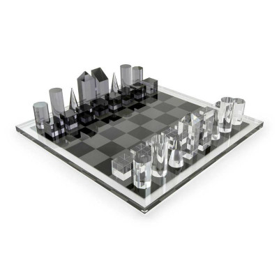 Luxury Contemporary Skyscraper Acrylic Chess Set | Clear Home Design