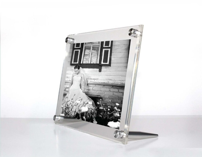 wexel tabletop 8x10 clear acrylic self standing table top leaner picture frame silver