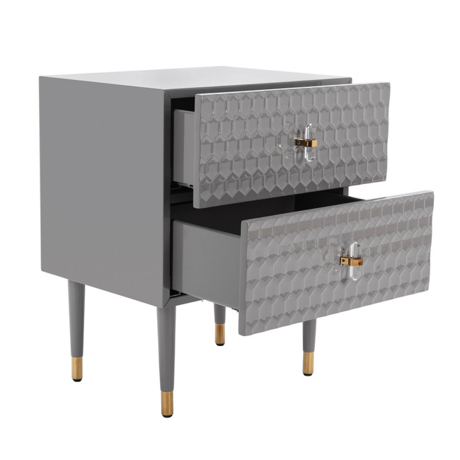 Mid Century Nightstand with Honeycomb, Color Options