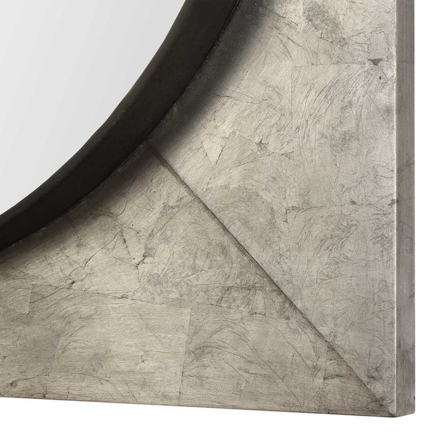 silver large square wall mirror uttermost Solomon metallic silver bullseye silver frame