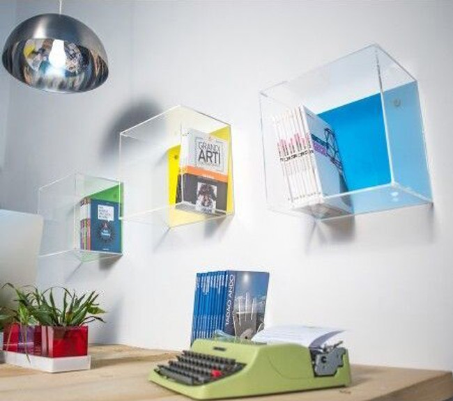 thick acrylic shelf wall cubes boxes storage bins stackable freestanding custom kids nursery playroom modern